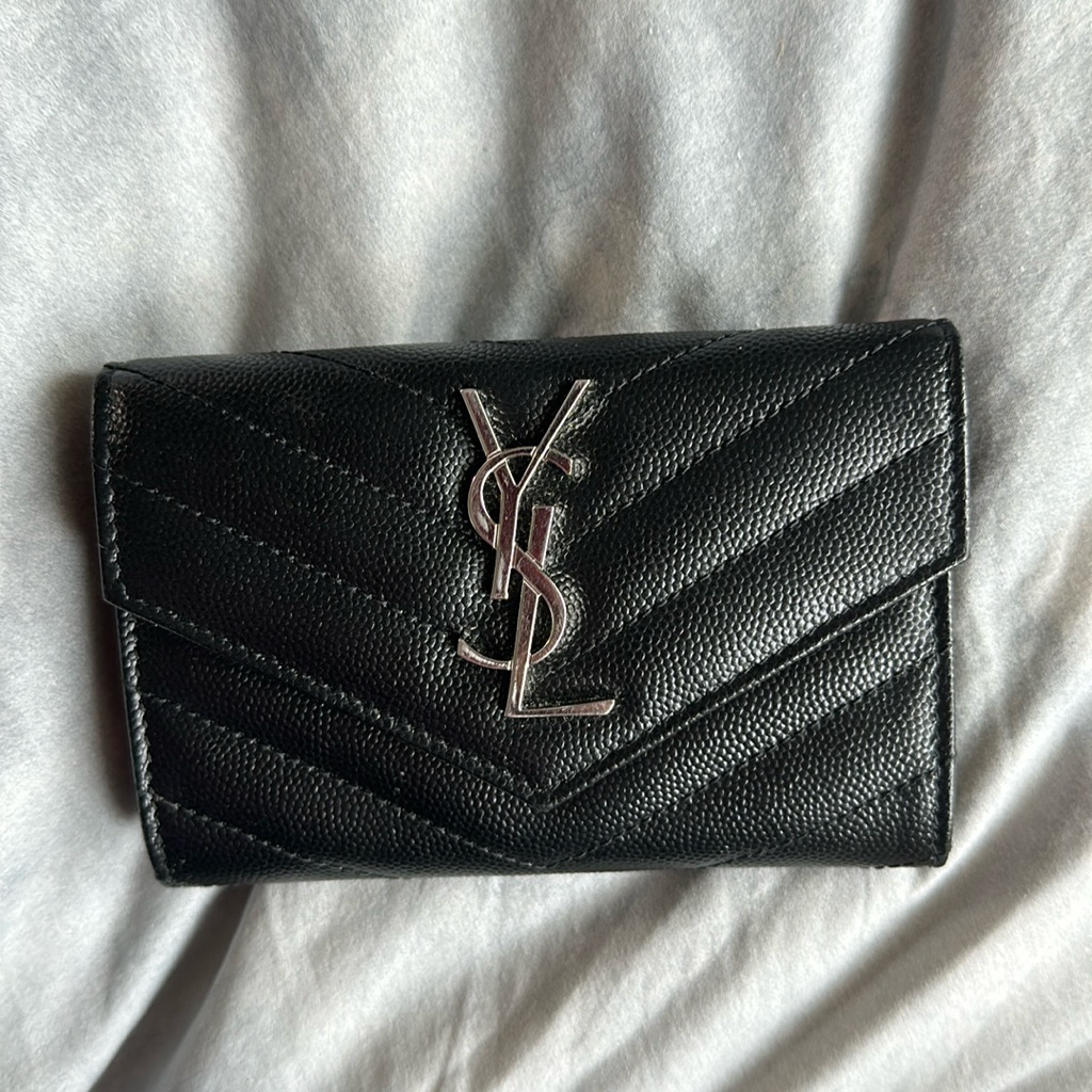 Saint Laurent Ysl Monogram Small Flap Wallet In Grained Leather